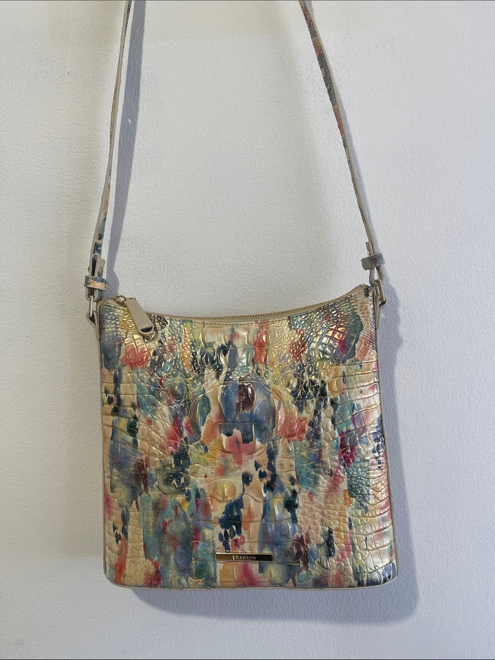 Brahmin Multicolor Croc-Embossed Leather Crossbody